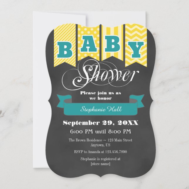 Invitación a Baby Shower de la bandera Verde azula (Anverso)