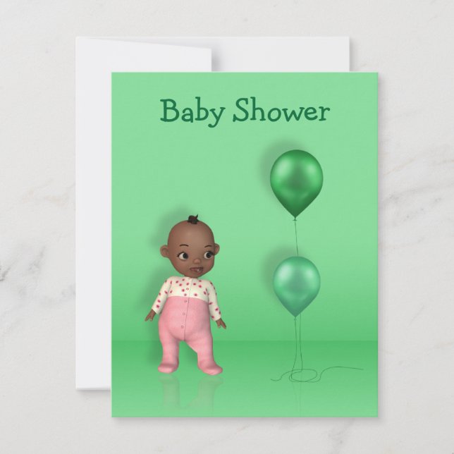 Invitación a Baby Shower de la bebé afroamericana (Anverso)
