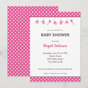 Invitación a Baby Shower de la bebé con Punto de P