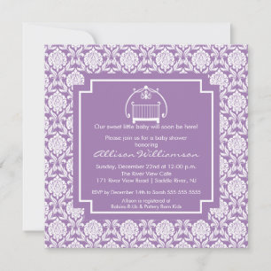 Invitación a Baby Shower de la bebé damasqueta