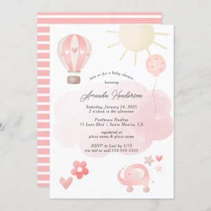 Invitación a Baby Shower de la bebé rosa