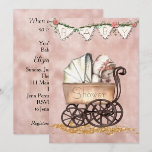 Invitación a Baby Shower de la bebé ventilado