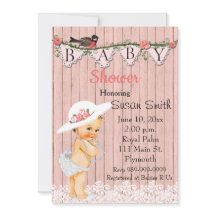 Invitación a Baby Shower de la bebé victoriana de 