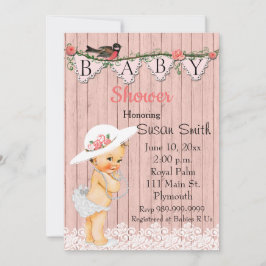 Invitación a Baby Shower de la bebé victoriana de 