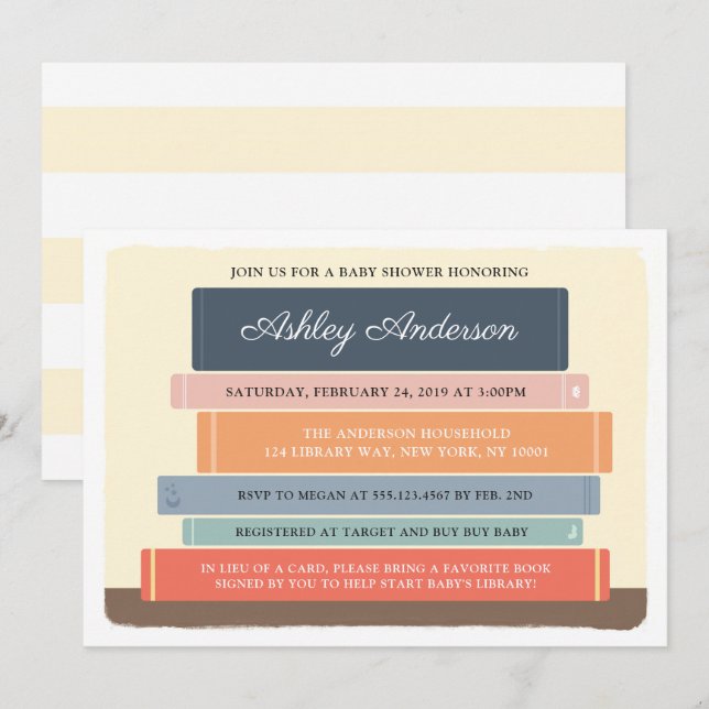 Invitación a Baby Shower de la biblioteca de temas (Anverso / Reverso)