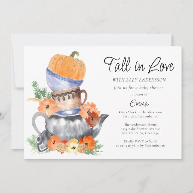 Invitación a Baby Shower de la Calabaza de Amor (Anverso)