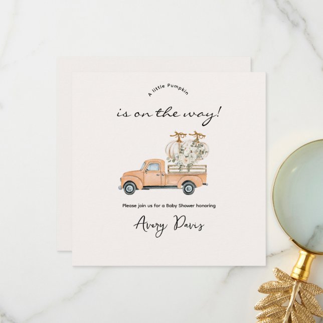 Invitación a Baby Shower de la calabaza de la piel (Anverso/Reverso In Situ)