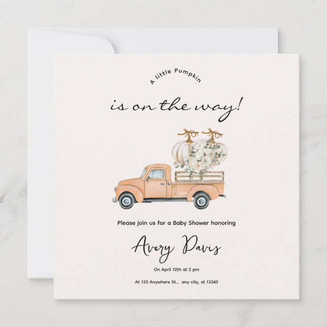 Invitación a Baby Shower de la calabaza de la piel (Anverso)