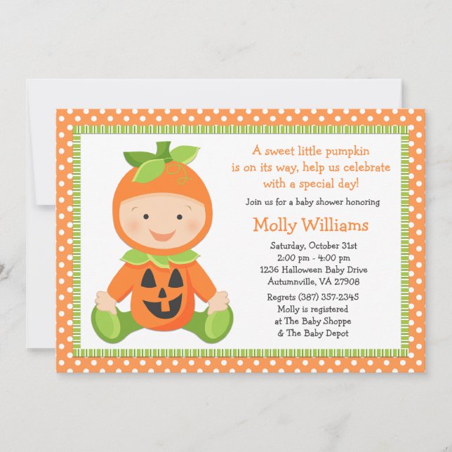 Invitación a Baby Shower de la calabaza de otoño (Anverso)
