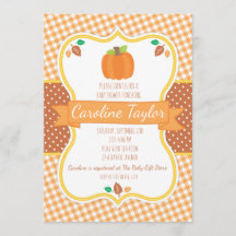 Invitación a Baby Shower de la calabaza de otoño