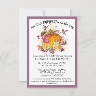 Invitación a Baby Shower de la calabaza de otoño