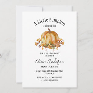 Invitación a Baby Shower de la calabaza pequeña de