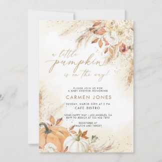 Invitación a Baby Shower de la calabaza pequeña en