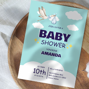 Invitación a Baby Shower de la cigüeña