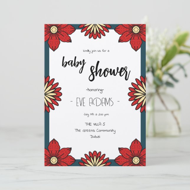 Invitación a Baby Shower de la colección Frida (Anverso de pie)