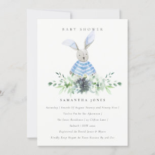 Invitación a Baby Shower de la Comida Azul Bunny G