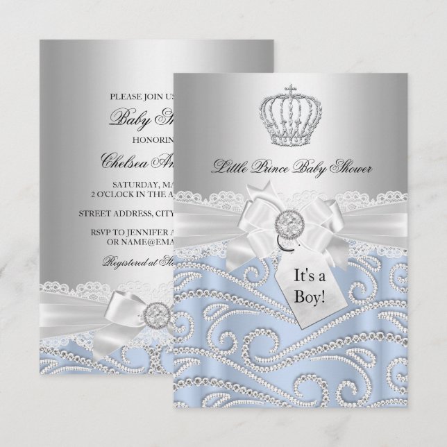 Invitación a Baby Shower de la Corona del Pequeño  (Anverso / Reverso)