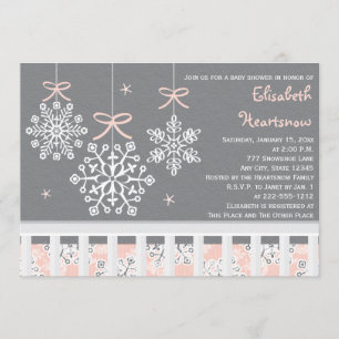 Invitación a Baby Shower de la cuna móvil rosada d