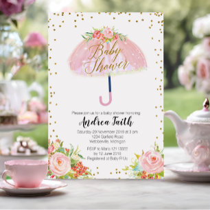 Invitación a Baby Shower de la ducha de paraguas d