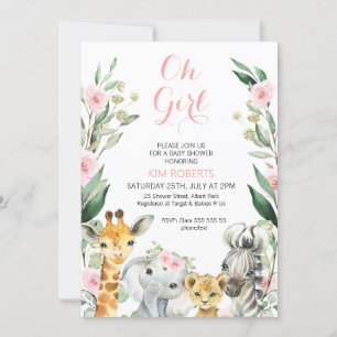Invitación a Baby Shower de la escritura floral de
