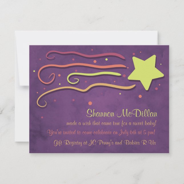 Invitación a Baby Shower de la estrella del tirote (Anverso)