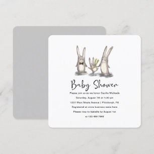 Invitación a Baby Shower de la familia Cute Bunny