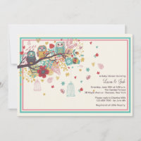 Invitación a Baby Shower de la familia Owl