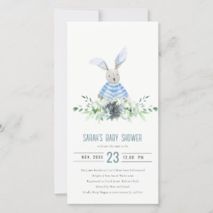 Invitación a Baby Shower de la Fauna del conejito 