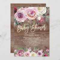 Invitación a Baby Shower de la flor púrpura Rosa r