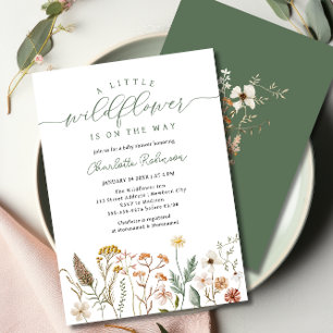 Invitación a Baby Shower de la flor silvestre pequ