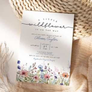 Invitación a Baby Shower de la flor silvestre pequ