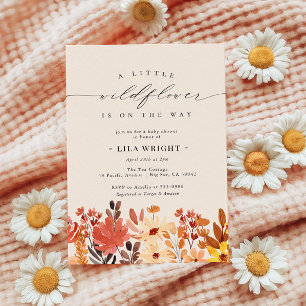 Invitación a Baby Shower de la flor silvestre pequ