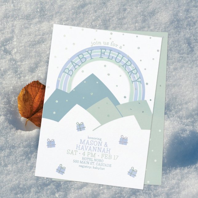 Invitación a Baby Shower de la Flora de Nieve verd (Subido por el creador)