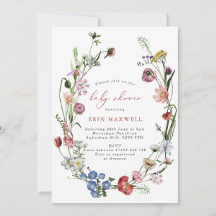 Invitación a Baby Shower de la floral de la corona