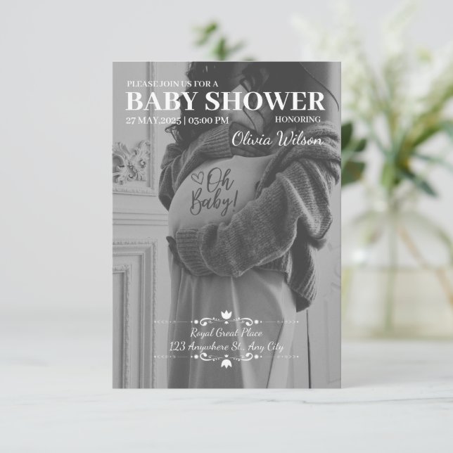 Invitación a Baby Shower de la futura madre (Anverso de pie)
