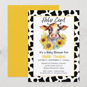 Invitación a Baby Shower de la granja Cute Cow Sun
