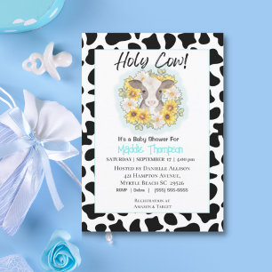 Invitación a Baby Shower de la granja Cute Cow Sun