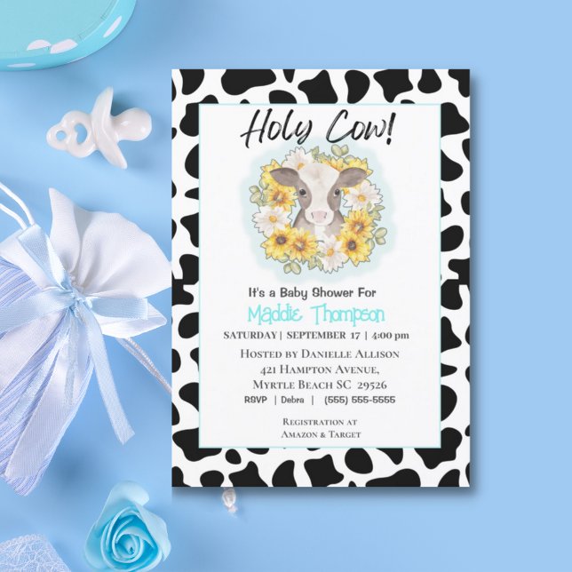 Invitación a Baby Shower de la granja Cute Cow Sun (Subido por el creador)