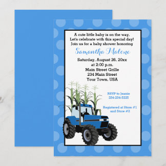 Invitación a Baby Shower de la granja de tractores