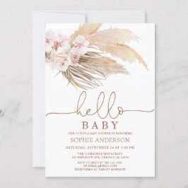 Invitación a Baby Shower de la Grass Boho Pampas d