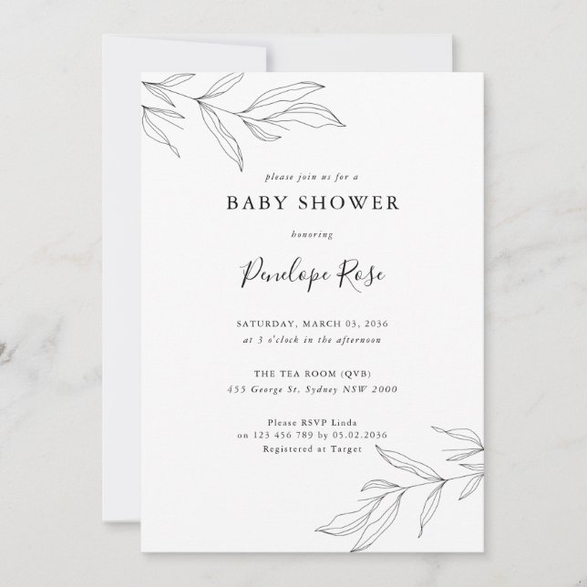 Invitación a Baby Shower de la hoja de follaje de  (Anverso)