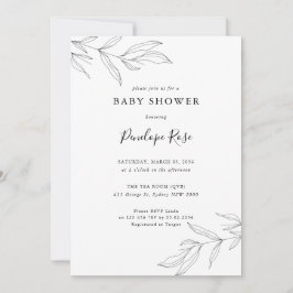 Invitación a Baby Shower de la hoja de follaje de 