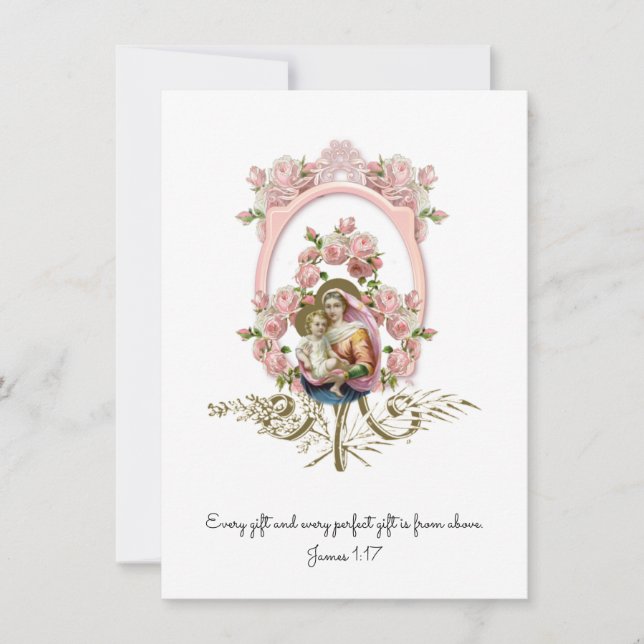 Invitación a Baby Shower de la Iglesia Católica (Anverso)