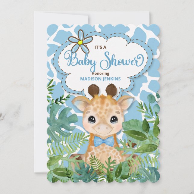 Invitación a Baby Shower de la jirafa de azari azu (Anverso)
