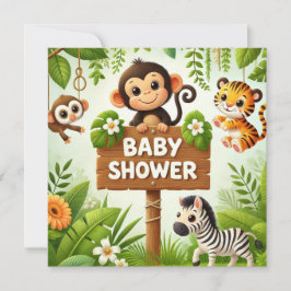 Invitación a Baby Shower de la jungla de cutas
