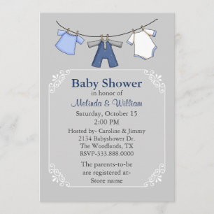 Invitación a Baby Shower de la línea de ropa para