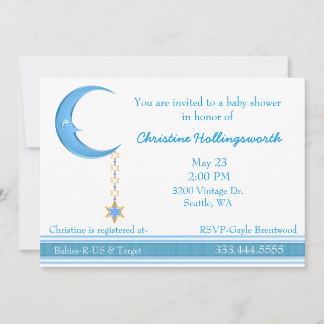 Invitación a Baby Shower de la Luna (Anverso)