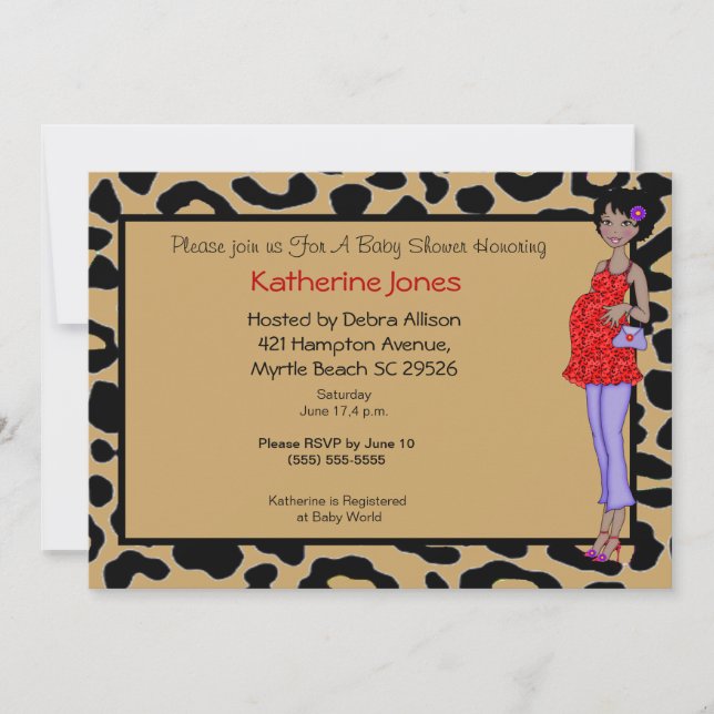 Invitación a Baby Shower de la mamá afroamericana (Anverso)