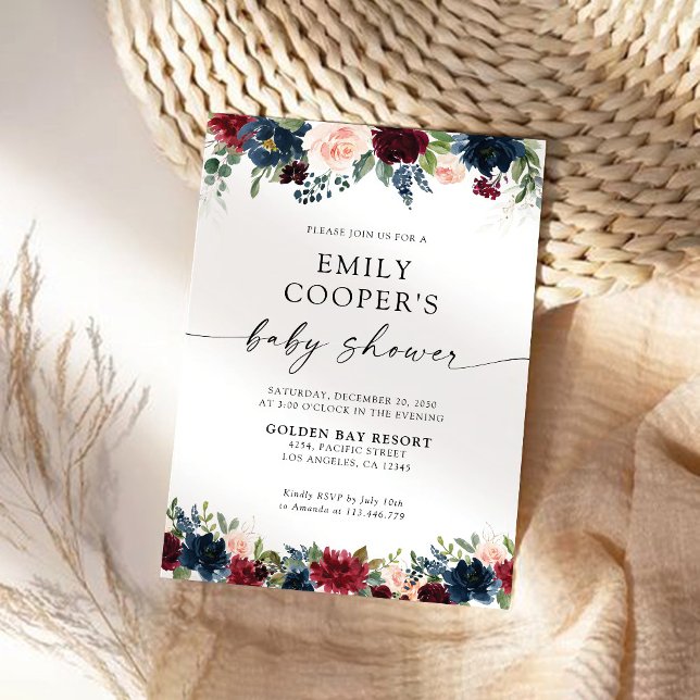 Invitación a Baby Shower de la Marina y Borgoña (Subido por el creador)