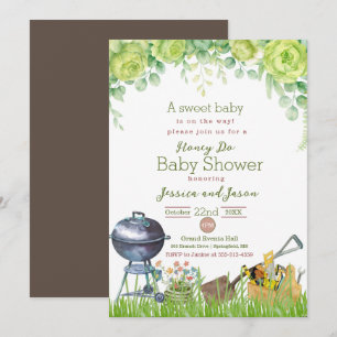 Invitación a Baby Shower de la miel acuarela